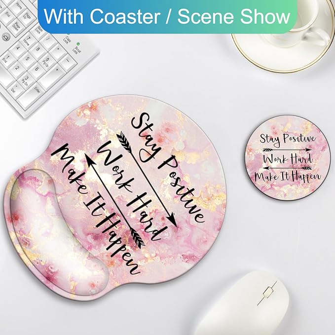 Ergonomic Mouse Pad with Wrist Rest Support,Gel Mouse Pads for Desk | Big Mousepad With Coaster Non-slip & Pain Relief for Computer, Home&Office Desk Decor