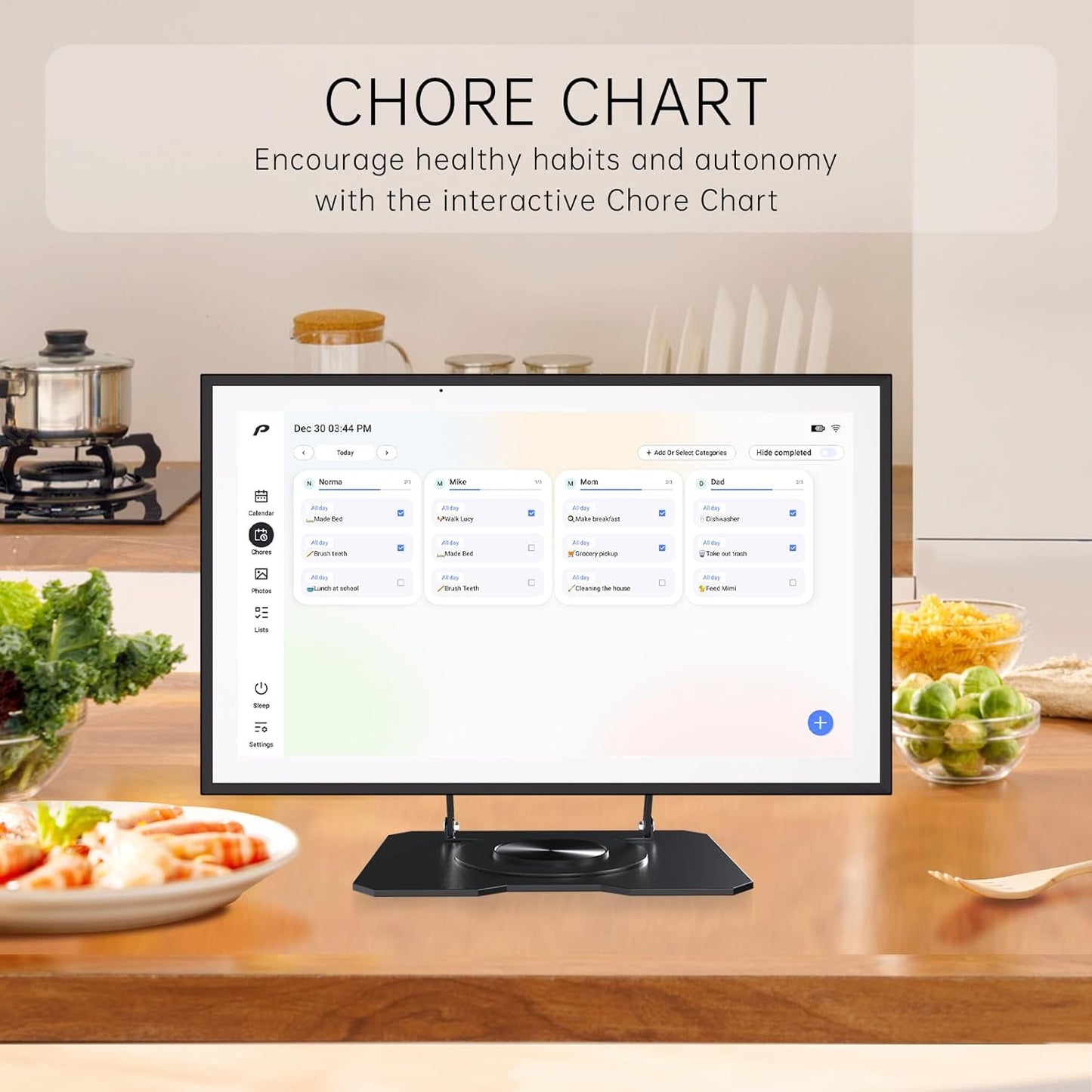 Pronext Calendar, 15.6 inch Digital Calendar & Chore Chart, Rechargeable Full HD Touchscreen Display, Portable Smart Family Organizer, Event Planner, Perfect for Family Schedules - Wall Mount Included, No Subscription