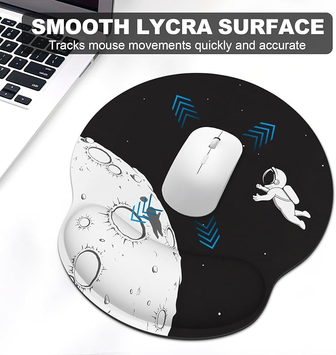 Ergonomic Mouse Pad with Wrist Rest and Keyboard Wrist Rest, Mousepad | Memory Foam Wrist Rest for Computer Keyboard, Pain Relief, Non-Slip Base, Mouse Pad with Wrist Support for Gaming, Astronaut