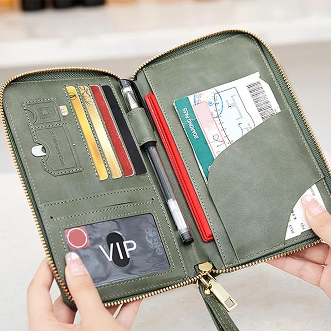 Passport Holder for Travel Women and Men RFID Blocking Passport Holder with Zipper Multi-functional Passport Wallet Passport Case Passport cover Travel Essentials