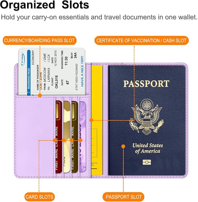 FINTIE Passport Holder, Slim Travel Wallet RFID Blocking Card Case Cover | Passport Cover Protector Essentials with Credit Card Slots, For Women/Men