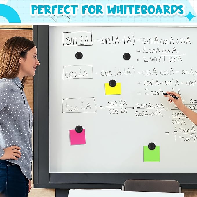 Outus 45 Pcs Black Round Whiteboard Magnets 3 cm Refrigerator Magnets Back to School Dry Board Mini Fridge Teacher Supplies for Home Offices School Class