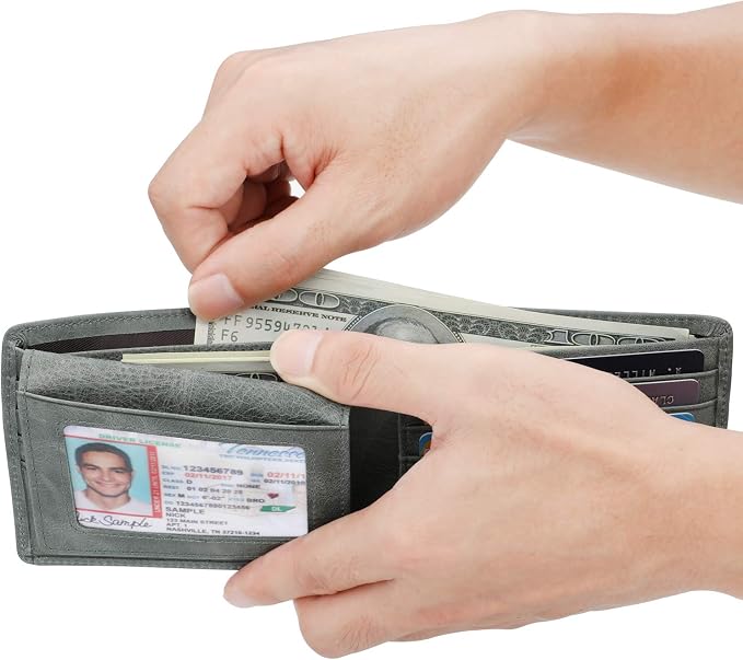 HIMI Wallet for Men-Genuine Leather RFID Blocking Bifold Stylish Wallet With 2 ID Window