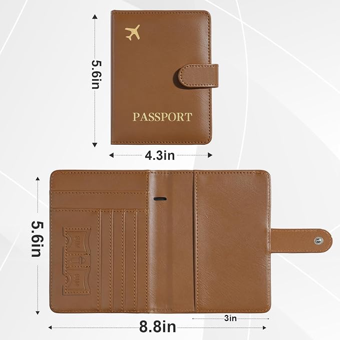 Passport Holder with AirTag Slot, Travel Passport Book Wallet | RFID Blocking, PU Leather, Cards Pocket, Cash Pocket, Passport Case, Women Men Travle Gifts, Travel Essentials