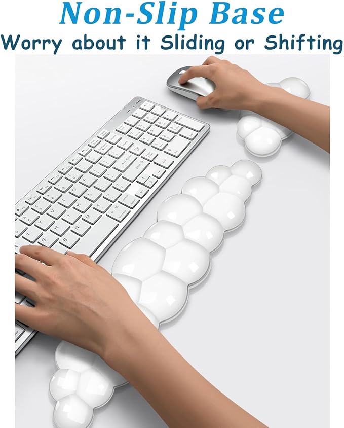 Gel Cloud Wrist Rest for Keyboard and Mouse, Clear Cloud Keyboard Wrist Rest Set, Ergonomic Cloud Wrist Support for Typing Pain Relief, Cute Wrist Pad for Office, Gaming, Computer, Laptop