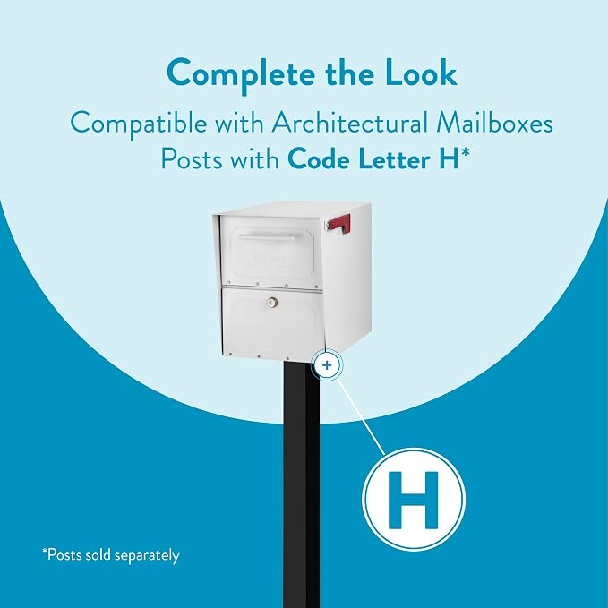 Architectural Mailboxes Oasis Classic Large High Security Parcel Mailbox, White | Galvanized steel build with a secure steel cam lock, magnetic door closure, and hopper delivery door. USPS approved.