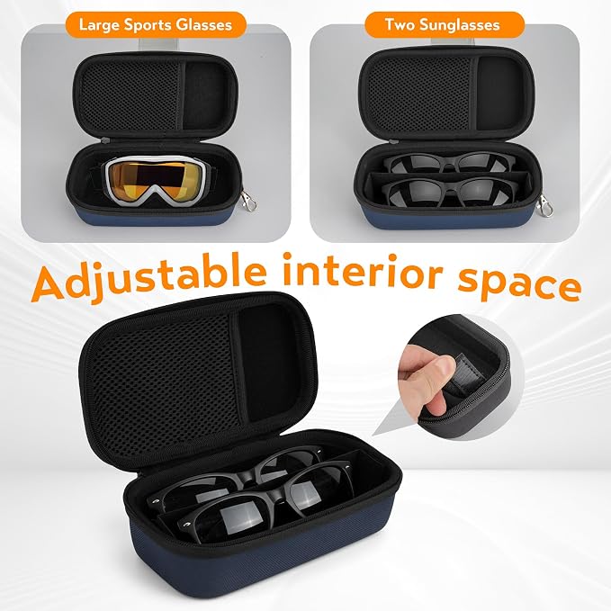 Double Eyeglasses Case, Hard Shell Dual Glasses Case Travel Sunglasses Organizer for Men Women