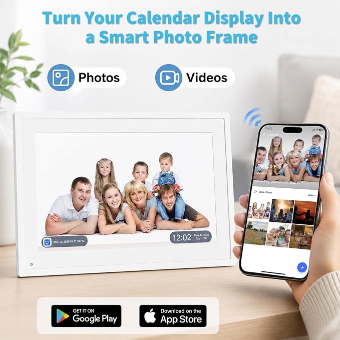 10 inch Digital Calendar Digital Picture Frame Electronic Calendar – Interactive Smart Family Planner, No Subscription, Chore Chart, Meal Planner, Star Reward, Sync Cal Via App, Gift for Mom Dad