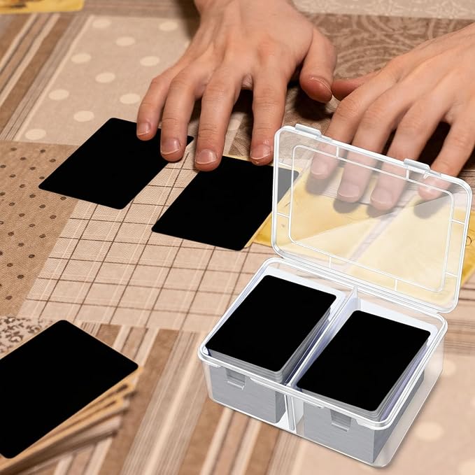 Vicenpal 300 Card Storage Box Compatible with Mtg TCG Clear Plastic Trading Card Storage Box with Removable Divider Hard Trading Deck Case for Baseball Football Game Organizer Collector(2 Pcs)