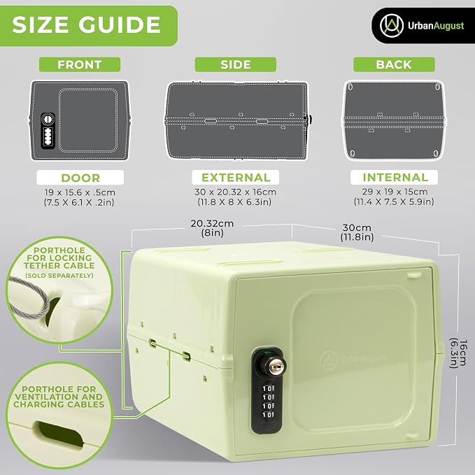 Dual Combination & Keyed Lockbox - Lockable Box for Everyday Use - Multi-Purpose lock for Home & Office Safety - Made of Industrial-Grade Plastic - One Size (Spring Green)