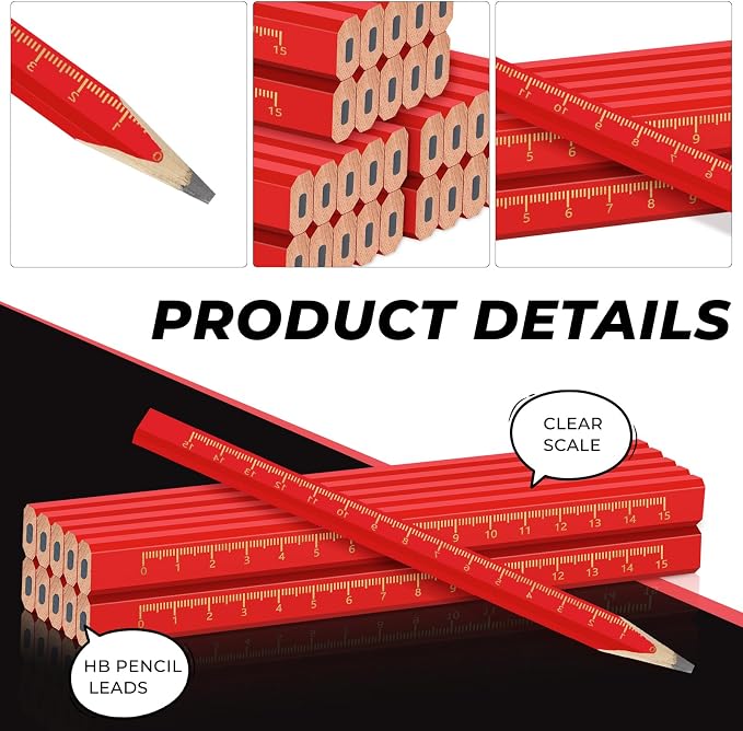 200Pcs Heavy Duty Carpenter & Construction Pencils – Bulk Pack of 200 Black Wood Pencils for Carpenters, Builders, & DIY Projects – Long Lasting & Professional Grade