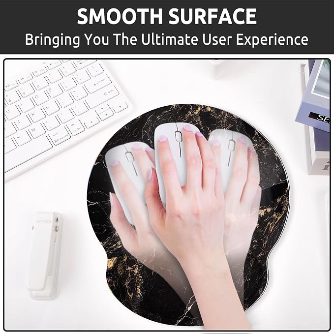 KONVINIT Ergonomic Mouse Pad with Wrist Rest, Small Mousepad with Non-Slip Rubber Base and Smooth Surface, Beach Mouse Pads for Desk, Office Desk Accessories
