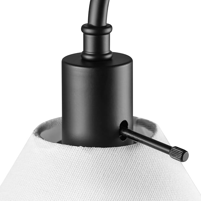 Globe Electric 20" Table Lamp, Matte Black, White Fabric Shade, Rotary Switch on Socket, 5-Foot Black Cord, Bedroom, Home Décor, Nightstand