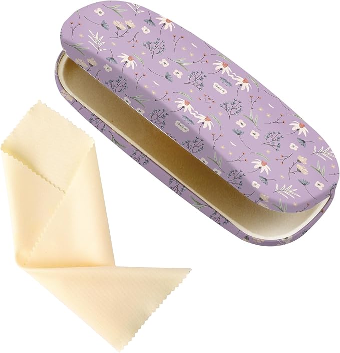 Glasses Case Hard Shell,Portable Protective Eyeglasses Case, Eyeglass Holder Box with Cleaning Cloth, for men women