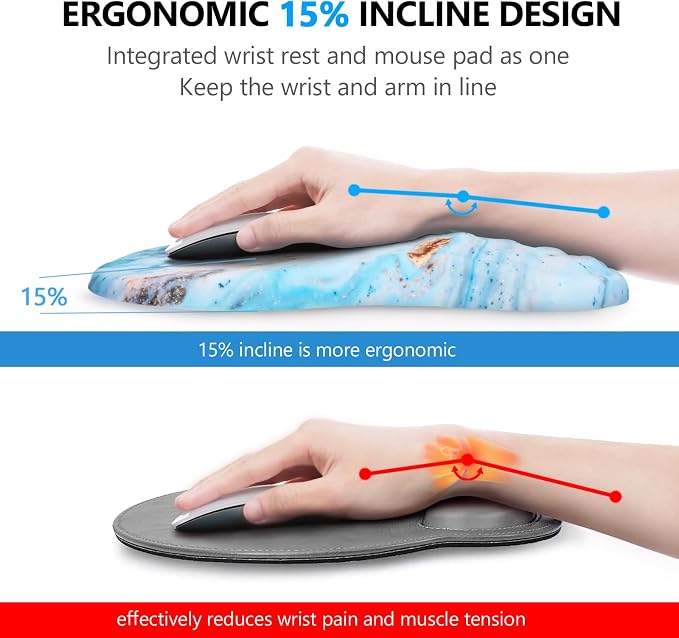 Ergonomic Mouse Pad with Wrist Support and Keyboard Wrist Rest Set | Memory Foam Wrist Cushion, Non-Slip PU Base, Massage Design, Relieves Wrist Pressure for Work, Gaming & Office Use
