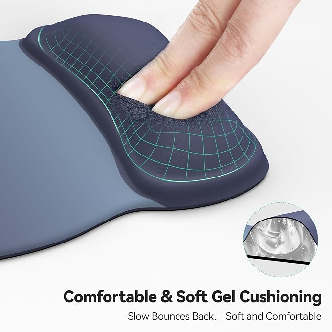 TECKNET Gel Ergonomic Mouse Pad with Wrist Rest, Non-Slip PU Base, Gradient | Comfortable Gel Cushion, Pain Relief, Smooth and Waterproof Surface, Mouse Pad with Wrist Rest for Office, Gaming and Study