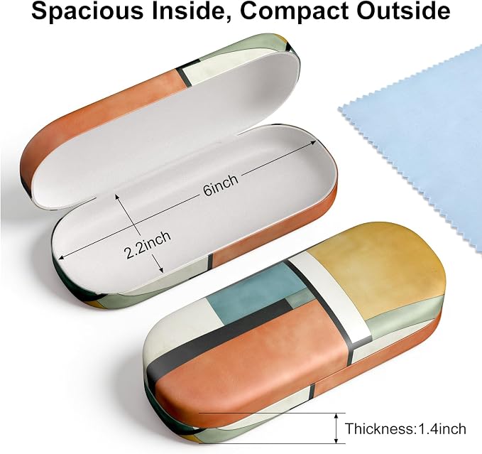 Hard Shell Leather Sunglasses Case,Classic Fashionable Cute Large Glasses Case for Women Men,Sunglass Eyeglasses