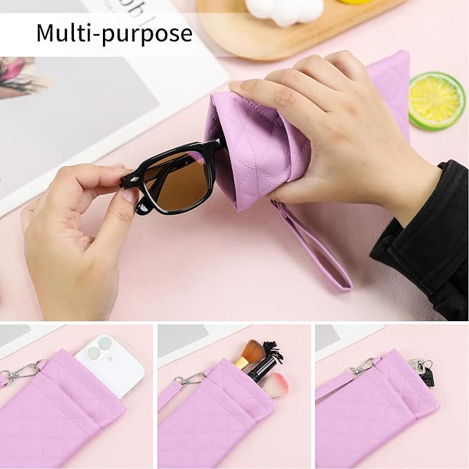 Double Eyeglass Case Soft Dual Glasses Case for Women Men Travel Squeeze Top Sunglasses Cases Eyeglasses Pouch