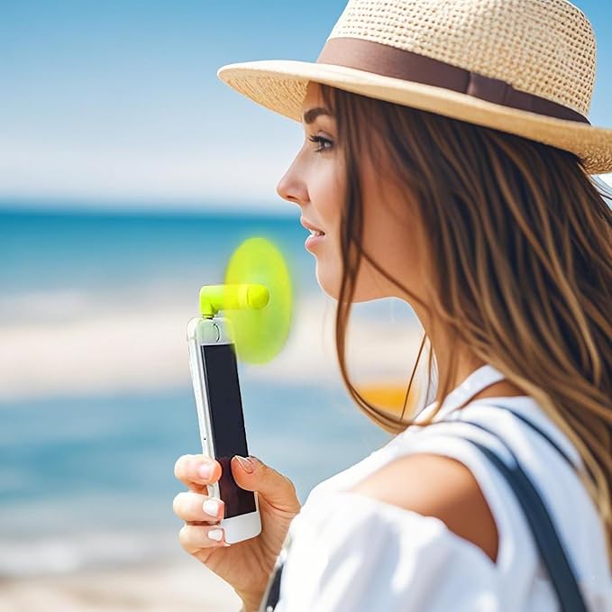 JORMEY 6 Pack Mini Cell Phone Fan, 3 in 1 Portable Cellphone Fan Pocket Fans Travel Fans Fast Cooling for Summer Outdoor, for iPhone Android Phone/Type-C Interfaces