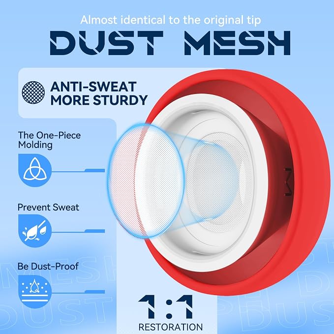 Inesore 4 Pairs Replacement Ear Tips for AirPods Pro 2nd/1st (red) | with Noise Reduction Hole & Built-in dust Guard Screen,Silicone,with Portable Storage Box & Cleaner Pen,4 Size (XS/S/M/L)
