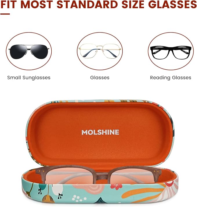 molshine Hard Shell Sunglasses Case,Classic Large Glasses Case for Women Men,Sunglass Eyeglasses