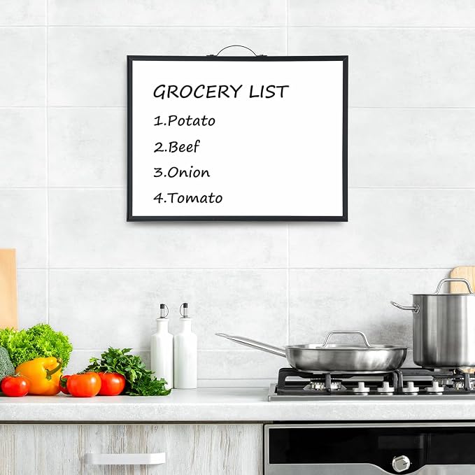 White Board Calendar - 12 X 16 Inches Magnetic Dry Erase Board Monthly Calendar, Double Sided Whiteboard with a Handle, to Do List Notepad for Office, Home, School, Black Aluminum Frame