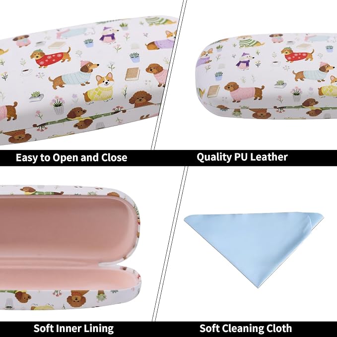 PERFECTSIGHT Hard Shell Eyeglasses Case, Kawaii Protective Glasses Case for Kids, Cute Eyeglass Case for Women Men Girls
