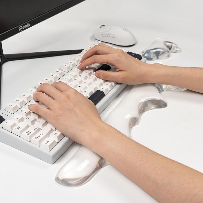 Ergonomic Gel Wrist Rest for Keyboard and Mouse, Cute Silicone Wrist Rest for Computer Keyboard 60%/68%/75% (White)