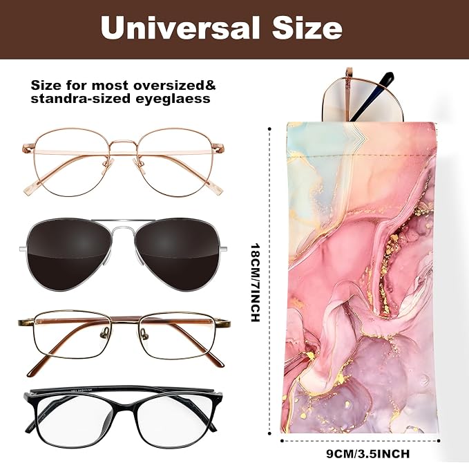 Anikathy 2Pcs Sunglass Eyeglass Glasses Case Soft PU Leather with Cleaning Cloth Cute Glasses Pouch Bag for Men Women Girs