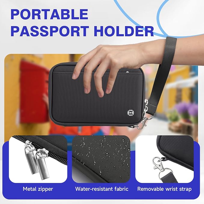 WALNEW Passport Holder for Travel Family, RFID Blocking Passport Wallet | Travel Document Organizer Holds up to 5-6 Passports, Water Resistant Travel Wallet Passport Pouch, Travel Essentials