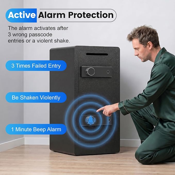 Xyvaly 7.0 Cuft Biometric Dual Door Security Safe with Deposit Slot Large Fingerprint Safe Box for Home Office Double Layer Steel Cabinet with Digital Keypad for Cash Jewelry and Documents