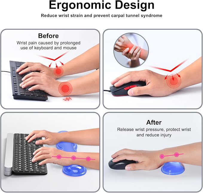 MOKURU Gel Keyboard and Mouse Wrist Rest Set, Comfort Ergonomic Wrist Support, for Wrist Pain Relief, Computer Keyboard Wrist Rest (Blue)