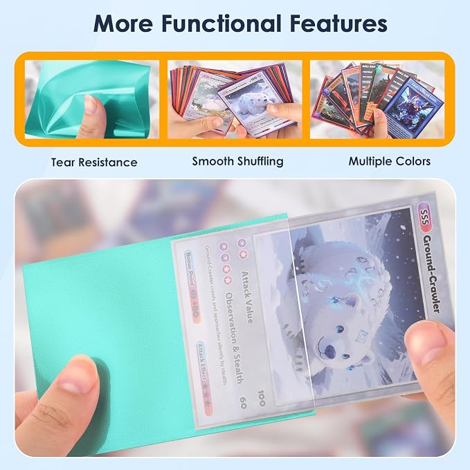 500 Pcs Card Sleeves for Trading Card, Matte Card Sleeves Deck Card Protectors Compatible with Baseball Cards, Sports Cards, Game Cards (Mint)