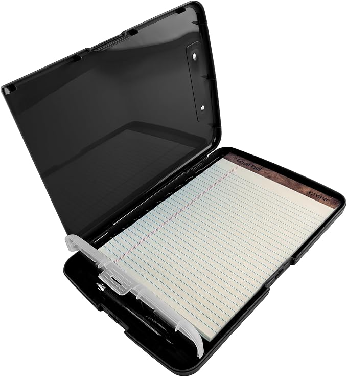 Super Z Outlet Slim Plastic Nursing RN Style Lightweight Coaches Clipboard with Open Foldable Storage, Classroom Teacher College Size (9.5" x 14") (Black, 9.5" x 14")