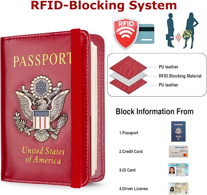 Premium Passport Holder for Travel RFID Blocking Passport Cover Slim | Passport Cover for Women Men Leather US Passport Wallet Case for Travel Passport Book Cover Travel Document Organizer Carrier