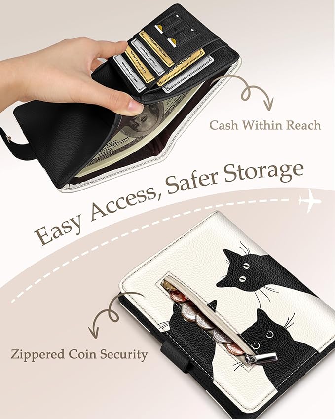 Slohif Airtag Passport Holder Cover Wallet Case for Travel Women - Leather RFID Blocking Passport Book Multiple Personalized Organizer Slim Portable Carrier Card Slots Protector Sleeve Stamp