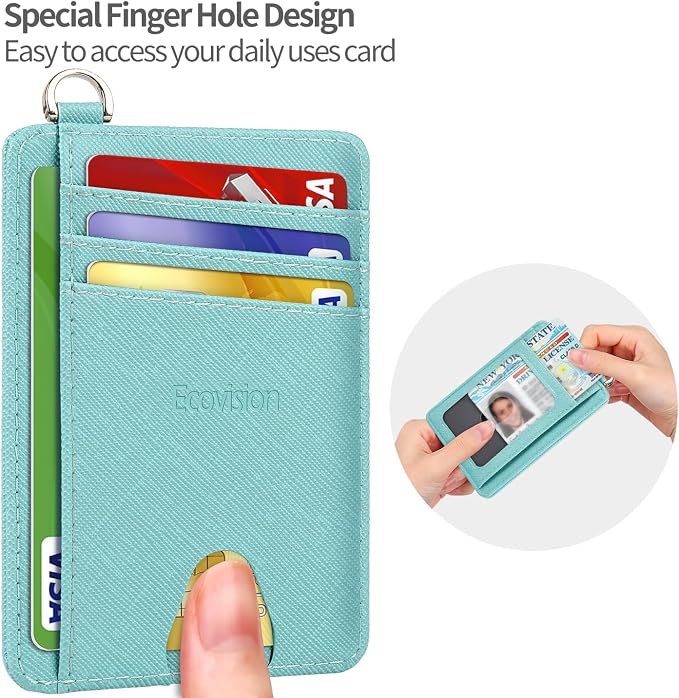 Slim Minimalist Front Pocket Wallet, RFID Blocking Credit Card Holder Wallet with Detachable D-Shackle for Men Women