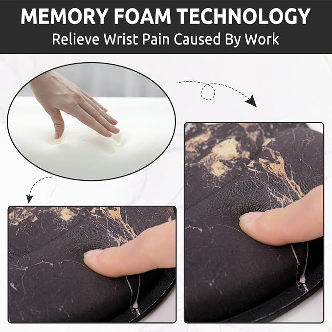 KONVINIT Ergonomic Mouse Pad with Wrist Rest, Small Mousepad with Non-Slip Rubber Base and Smooth Surface, Beach Mouse Pads for Desk, Office Desk Accessories