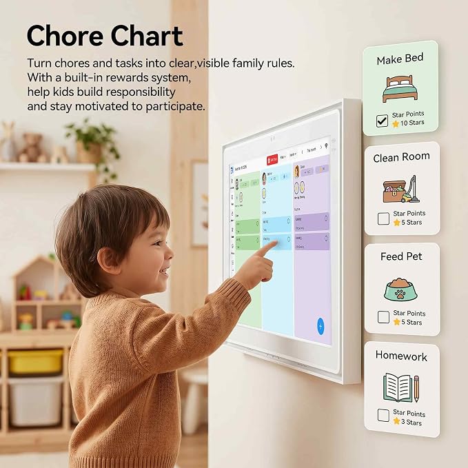12.3" AI Digital Calendar, Smart Family Calendar Wall Touch Screen, Auto Sync with Google, iCloud & Outlook, Digital Wall Planner, Voice & Video Calling, Shared Tasks & Lists, Weather & Photo Frame