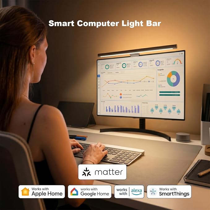 YEELIGHT Monitor Light Bar RGB Backlight, Ra98 Computer Lamp Works with Matter & Alexa for Home Office Gaming, 350LM Dimmable No Glare Eye-Care LED Screen Bar, USB Desk Lamp with Screen & Music Sync