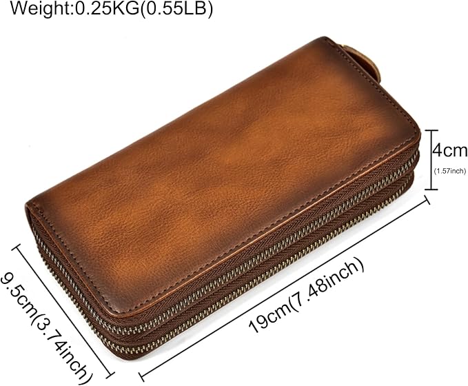 Genuine Leather Long Wallet for Men, Large Capacity Purse Clutch Bag Handbag Checkbook Cash Credit Cards Phone Holder | Large Capacity