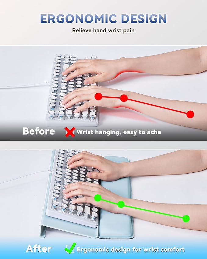 Laborio Computer Keyboard Wrist Rest, Keyboard Riser Stand for Desktop | Blue, Ergonomic Acrylic Keyboard Holder, Non-slip Wrist Pad, Pain Relief for Typing, Multiple Colors