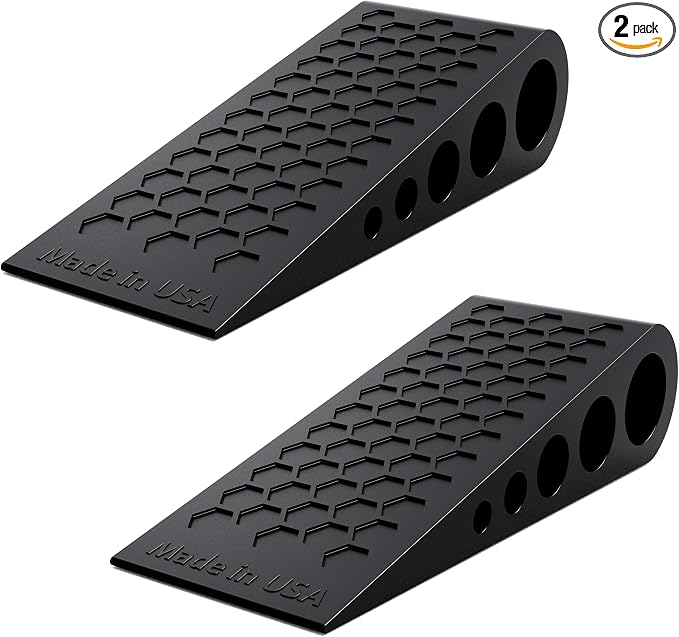 Door Stoppers for Bottom of Door Premium Floor Rubber Door Stop Wedge Made in USA Heavy Duty Honeycomb Design for Carpet, Tile, Ideal for Home, School, Commercial, Black 2-Pack