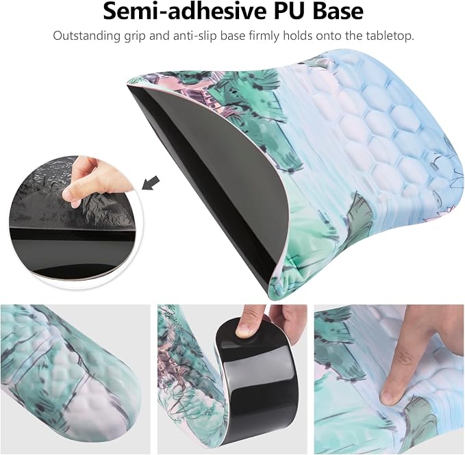 Ergonomic Mouse Pad Wrist Rest, 2 in 1 Keyboard Pad for Office | Memory Foam Wrist Cushion, Non-Slip PU Base, Massage Design, Relieves Wrist Pressure for Work, Gaming & Office Use