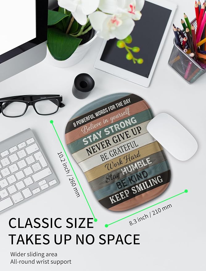 Hokafenle Ergonomic Wrist-Hugging Mouse Pad Wrist Support, U-Shaped Holding Wrist Rest Mousepad for Carpal Tunnel Pain Relief with Cushioned Memory Foam Slope Massage Bulge (10.2x8.3 in,Believe)