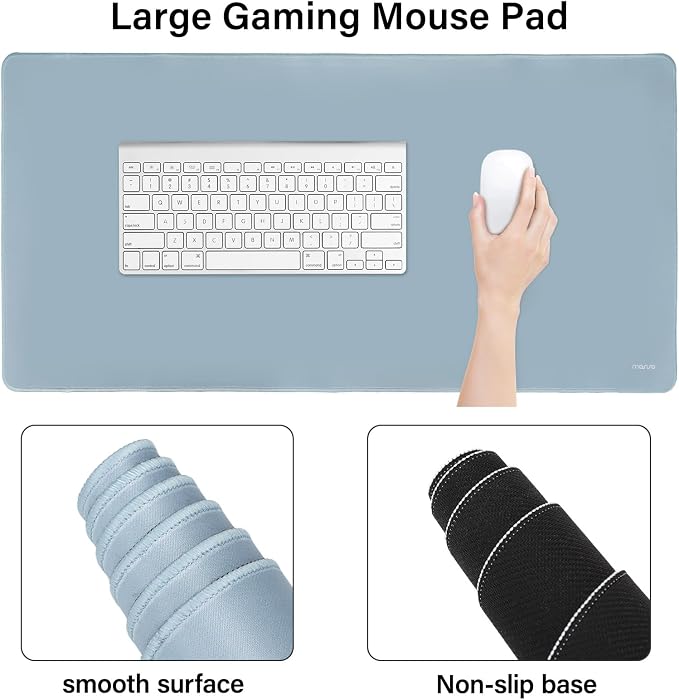MOSISO Keyboard Mouse Pad Set, Large Gaming Mouse Pad&Keyboard Wrist Rest | Rectangular Mousepad with Wrist Rest&Coaster, Ergonomic Non-Slip&Easy Typing Pad with Curved Silicone Lining, Aquamarine