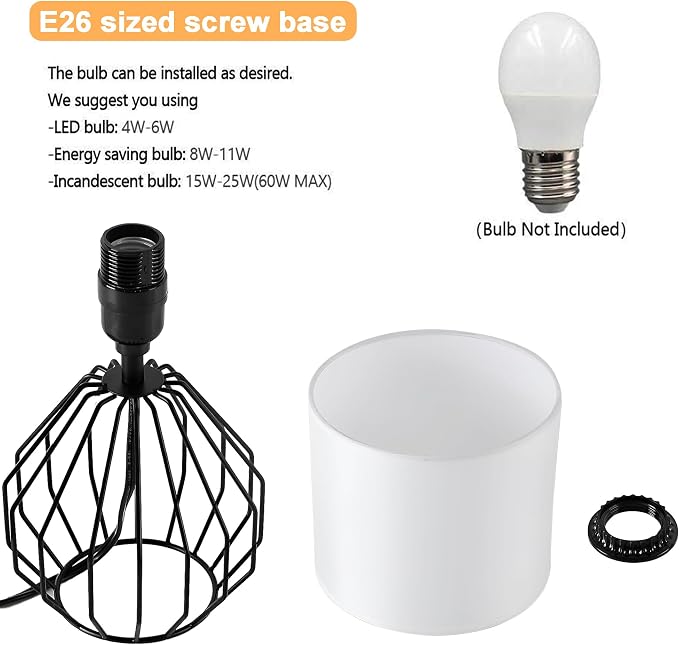 Small Table Lamp Black, Modern Minimalist Desk Lamp with Metal Base White Fabric Shade, Bedside Nightsand Table Lamp for Bedroom, Living Room, Kids Room