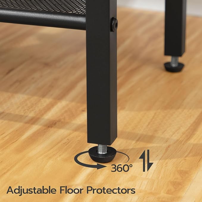 HOOBRO Side Tables Set of 2 with Charging Station and USB Port, Small End Tables for Small Space, 3-Tier Nightstands with Adjustable Shelf, for Living Room, Bedroom, Black BB112BZP201
