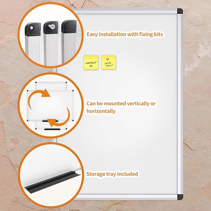 VIZ-PRO Magnetic Dry Erase Board, 24 X 18 Inches, Silver Aluminium Frame