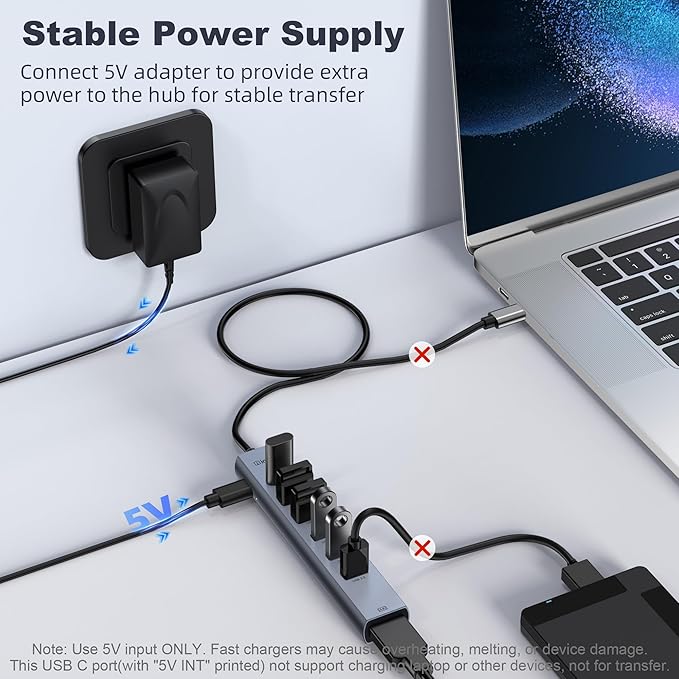 intpw USB C to USB A Hub 4K HDMI 8 Ports Type C Hub USB 3.0 5Gbps Aluminum Adapter Multiport USB C Hub for Laptop, Mac, iPad, PC (1.97FT(8in1,HDMI 4K))